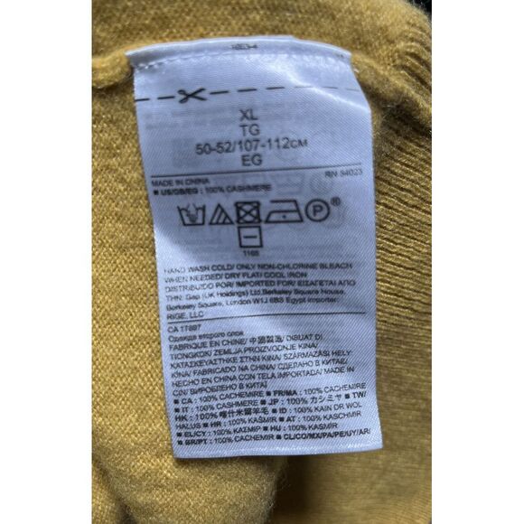 Banana Republic Todd & Duncan 100% Scottish Cashmere Yellow Sweater Mens Size XL - Picture 9 of 11